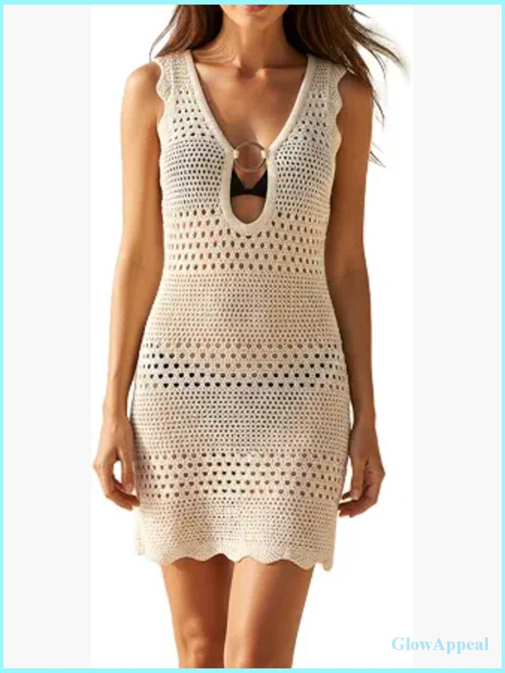 Crochet Mesh Knit Sleeveless Swimsuit Cover Up Beach Dress